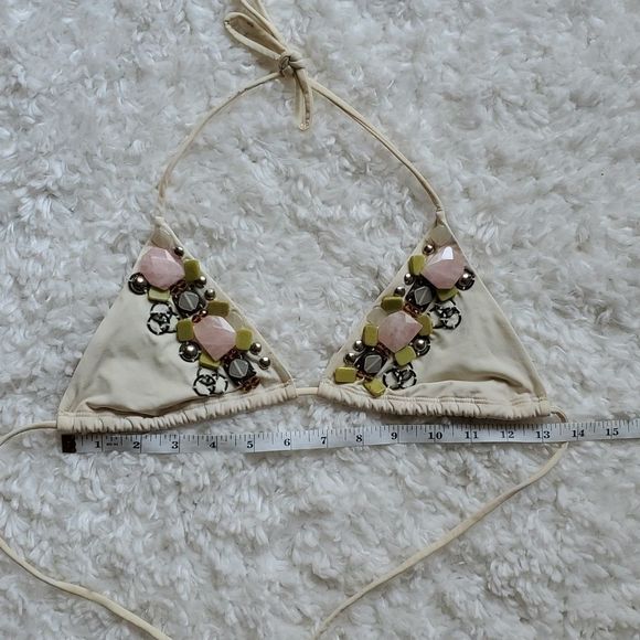 Vintage Victoria’s Secret Stone embellishment jeweled triangle bikini top S - Picture 5 of 9